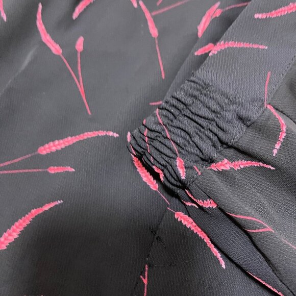 Vintage Floral Botanical Print High Waist Trousers Black Pink - Picture 5 of 9